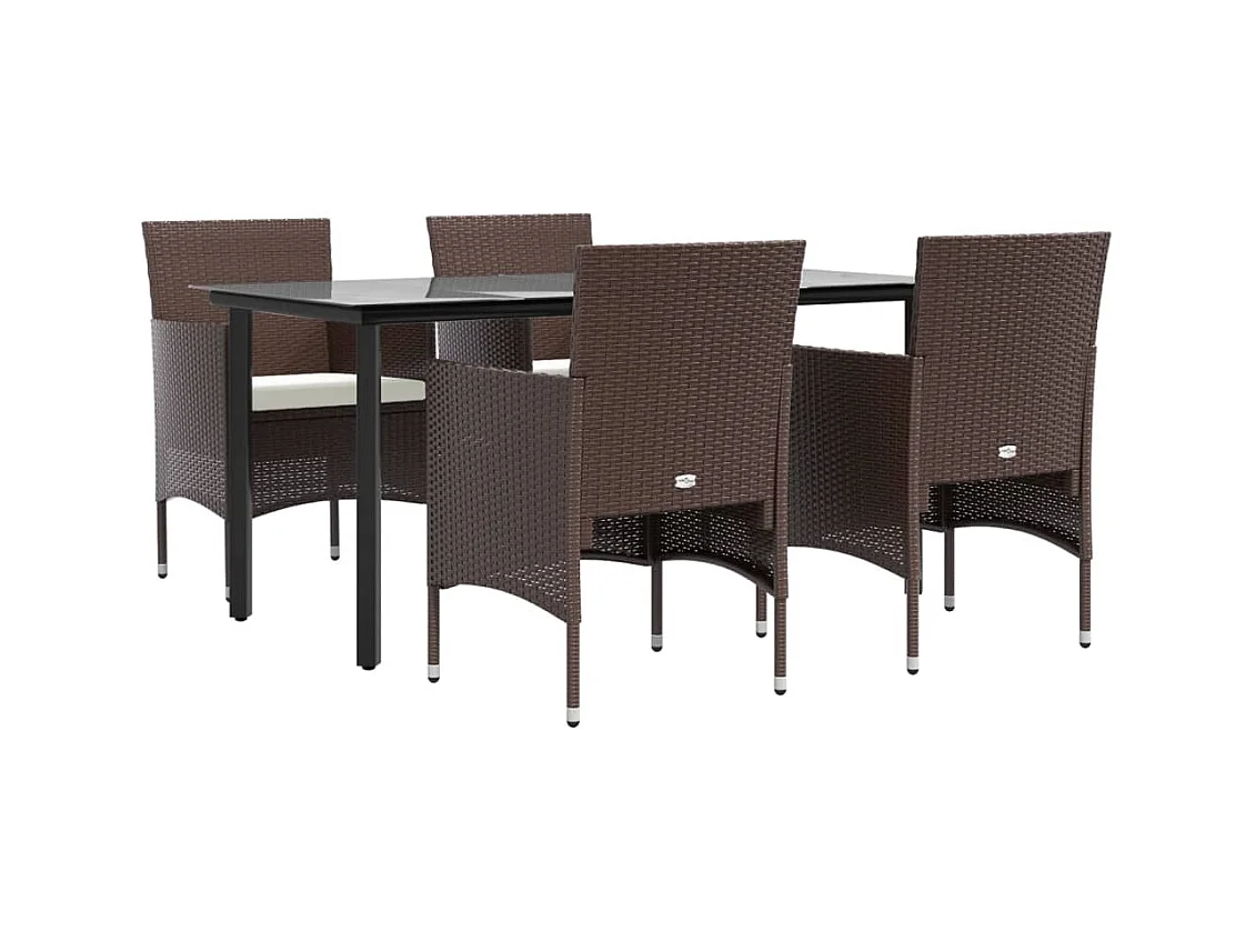 Cuscini per mobili da giardino per sala da pranzo 5 pezzi marrone/nero 02_0014617