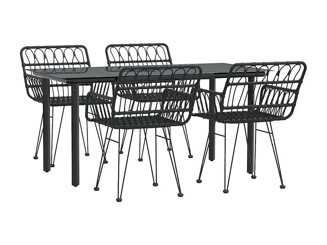 Mobilier à dîner de résine noire 160 x 80 x 74 cm 02_0014782