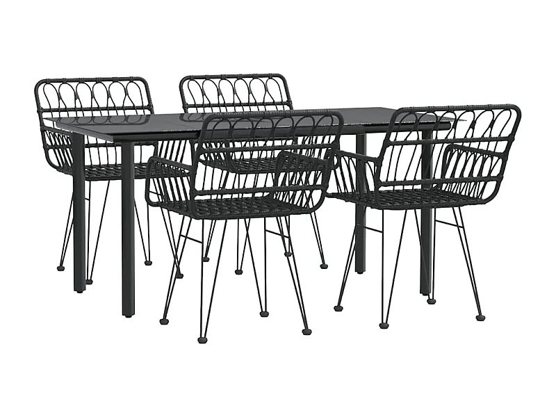 Mueble comedor de jardín 5 piezas mimbre resina negro 02_0014782