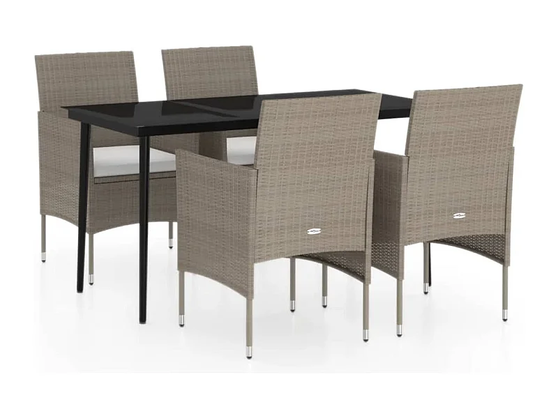 Almofadas para móveis de sala de jantar de jardim 5 peças bege/preto 02_0014616