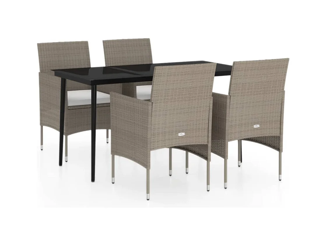 Almofadas para móveis de sala de jantar de jardim 5 peças bege/preto 02_0014616