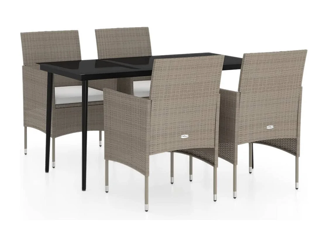 Almofadas para móveis de sala de jantar de jardim 5 peças bege/preto 02_0014616