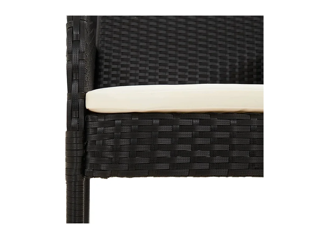 Móveis de jantar de jardim e almofadas 5 peças de resina tecida preta 02_0014888