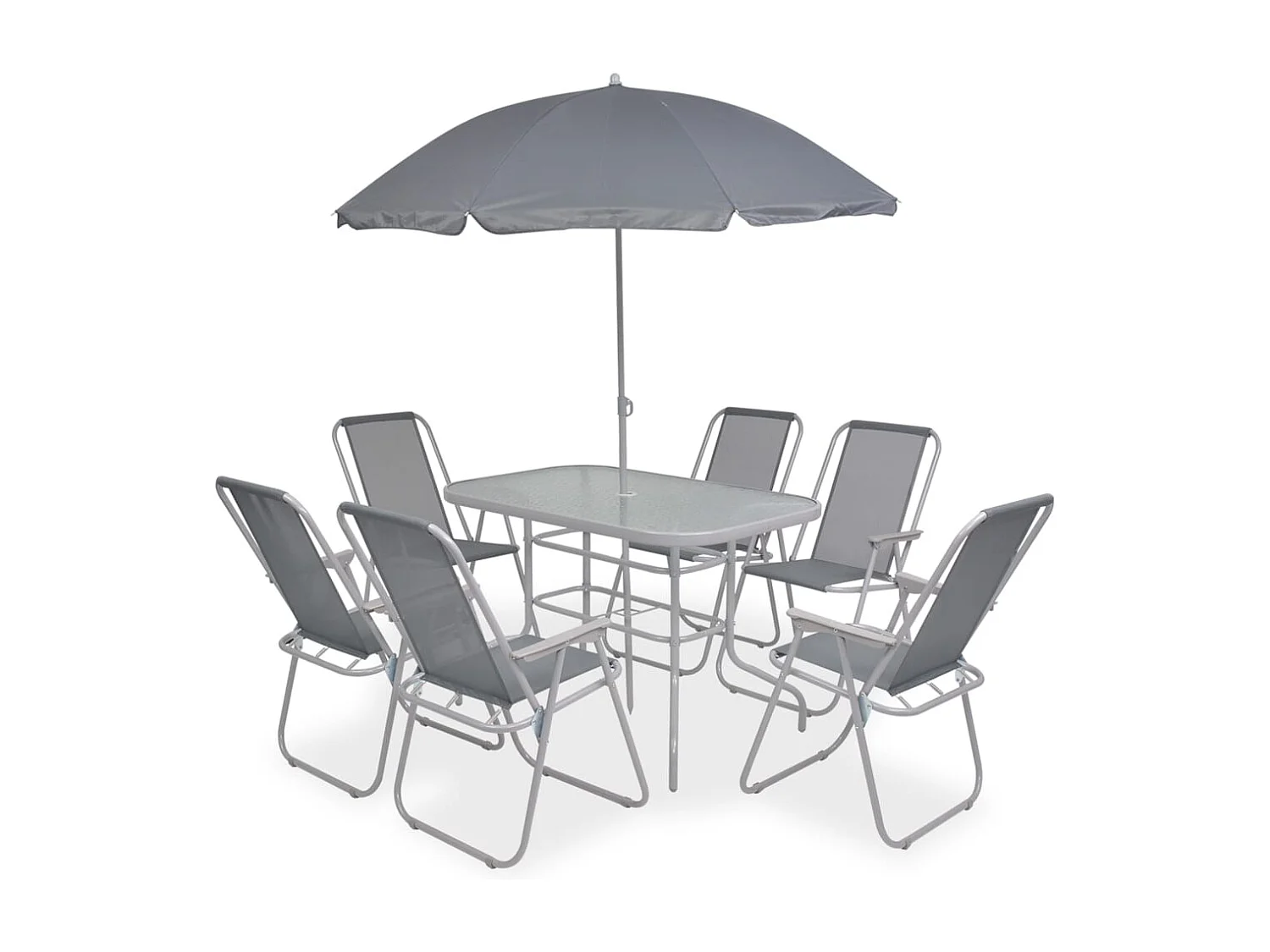 Mueble comedor exterior 8 piezas acero y textileno gris 02_0014690