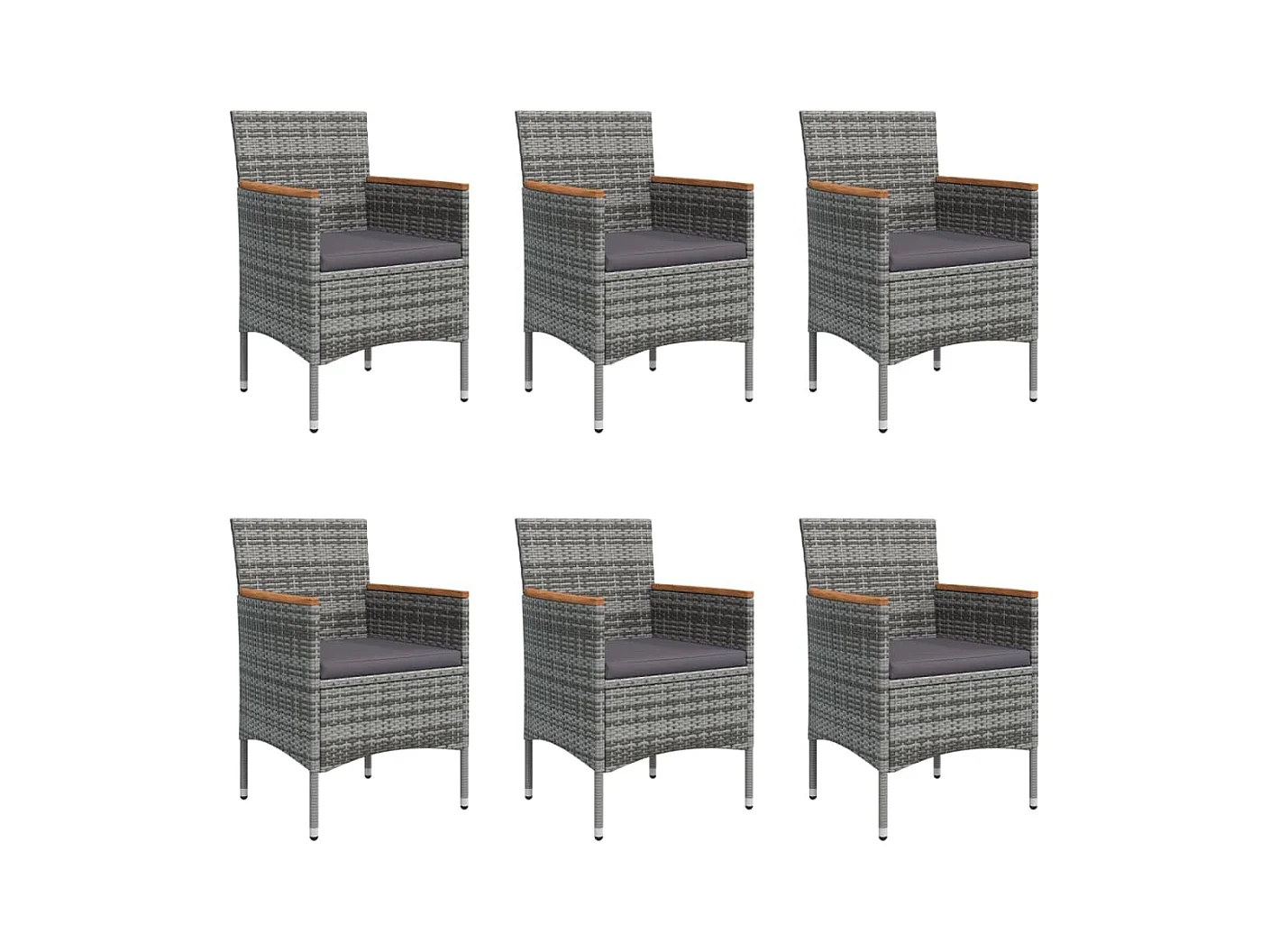 Cojines para muebles de comedor de jardín 7 piezas gris y negro 02_0014626