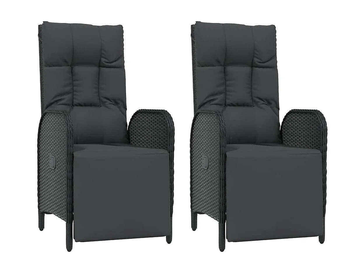 Muebles de comedor y cojines de jardín 5 piezas resina tejida negra 02_0014882