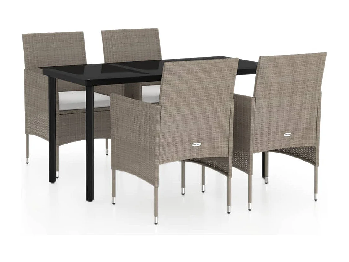 Cuscini per mobili da giardino per sala da pranzo 5 pezzi beige/nero 02_0014615