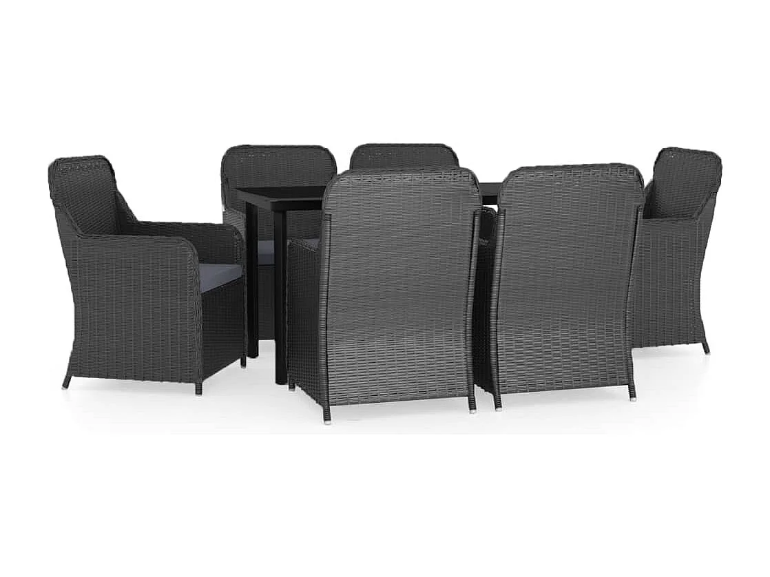 Mueble de comedor de jardín con cojines 7 piezas negro 02_0014614