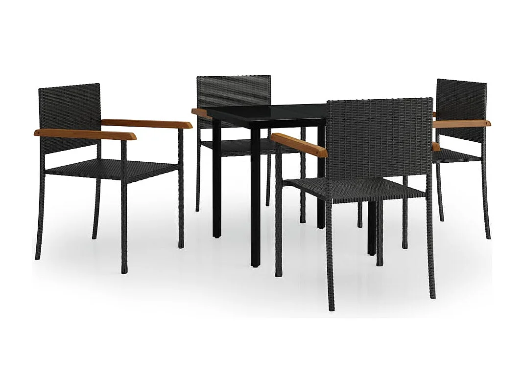 Conjunto de comedor de jardín de 5 piezas para exterior color negro 02_0013892