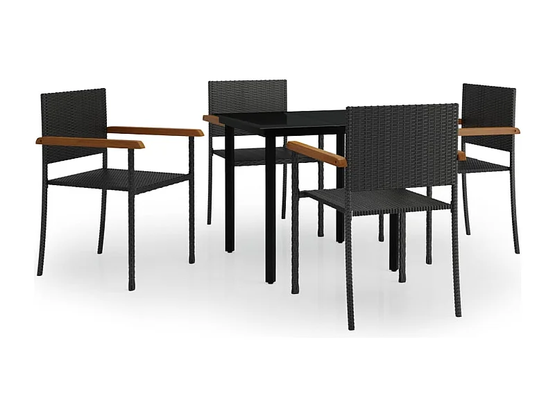 Conjunto de comedor de jardín de 5 piezas para exterior color negro 02_0013892