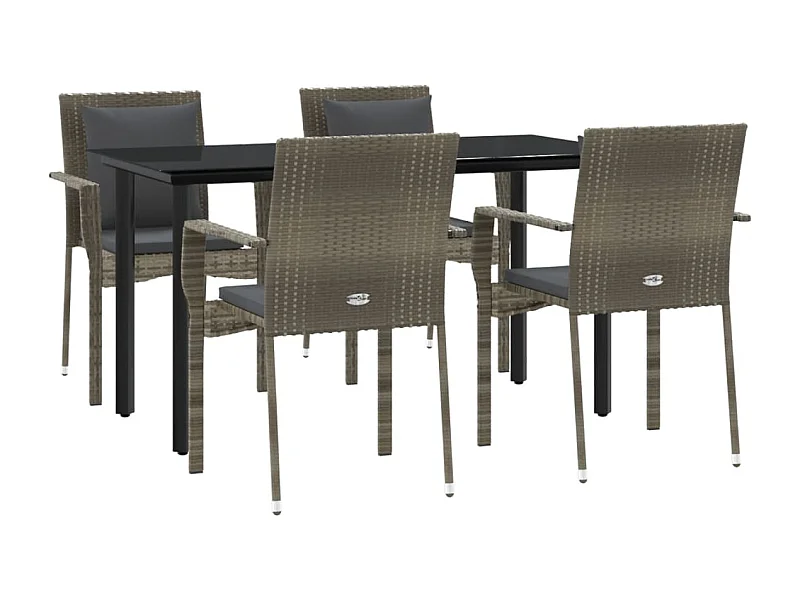 Móveis de jantar de jardim e almofadas 5 peças preto e cinza 02_0014862