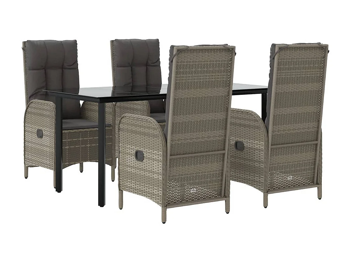 Muebles de comedor y cojines de jardín 5 piezas negro y gris 02_0014854