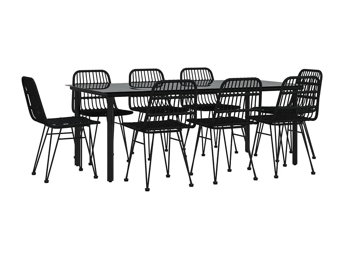 Set da pranzo da giardino in resina nera con 9 pezzi in vimini 02_0014399