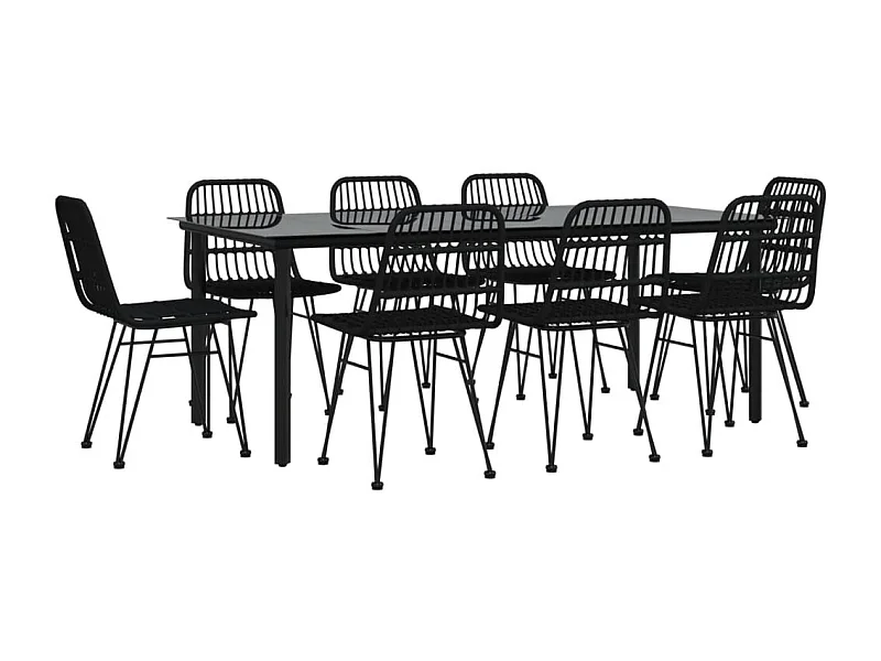 Conjunto de jantar de jardim de vime com resina preta de 9 peças 02_0014399