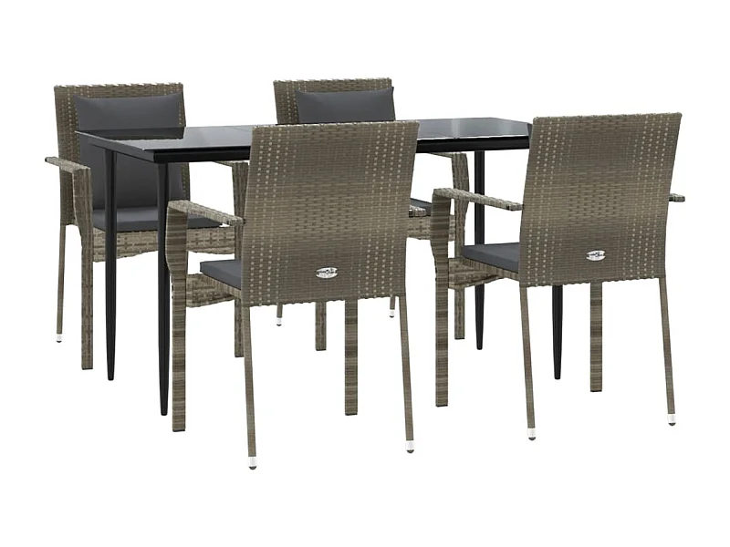 Móveis de jantar de jardim e almofadas 5 peças preto e cinza 02_0014863