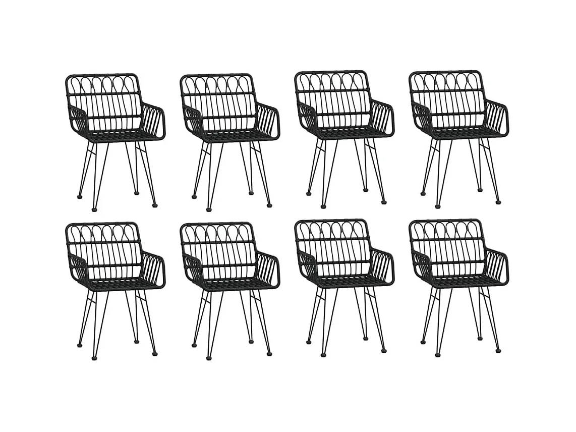 Conjunto de comedor de jardín de 9 piezas de mimbre de resina negra 02_0014397