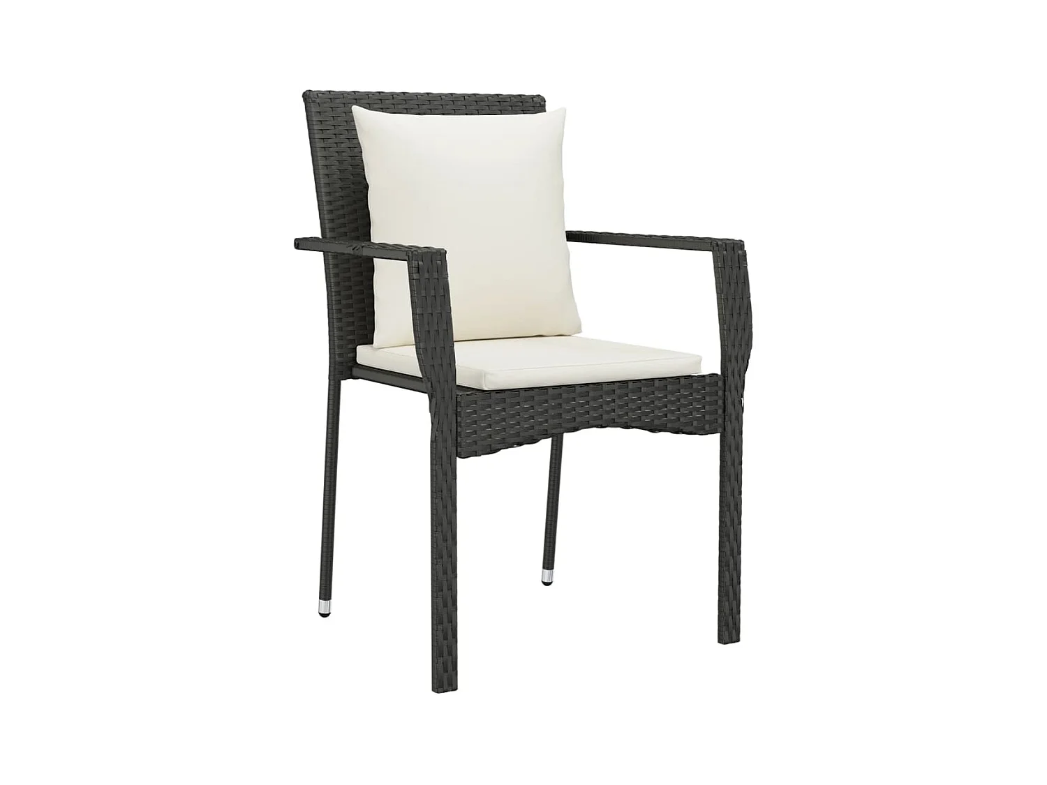 Conjunto de comedor de jardín de 7 piezas de mimbre de resina negra con cojines 02_0014467