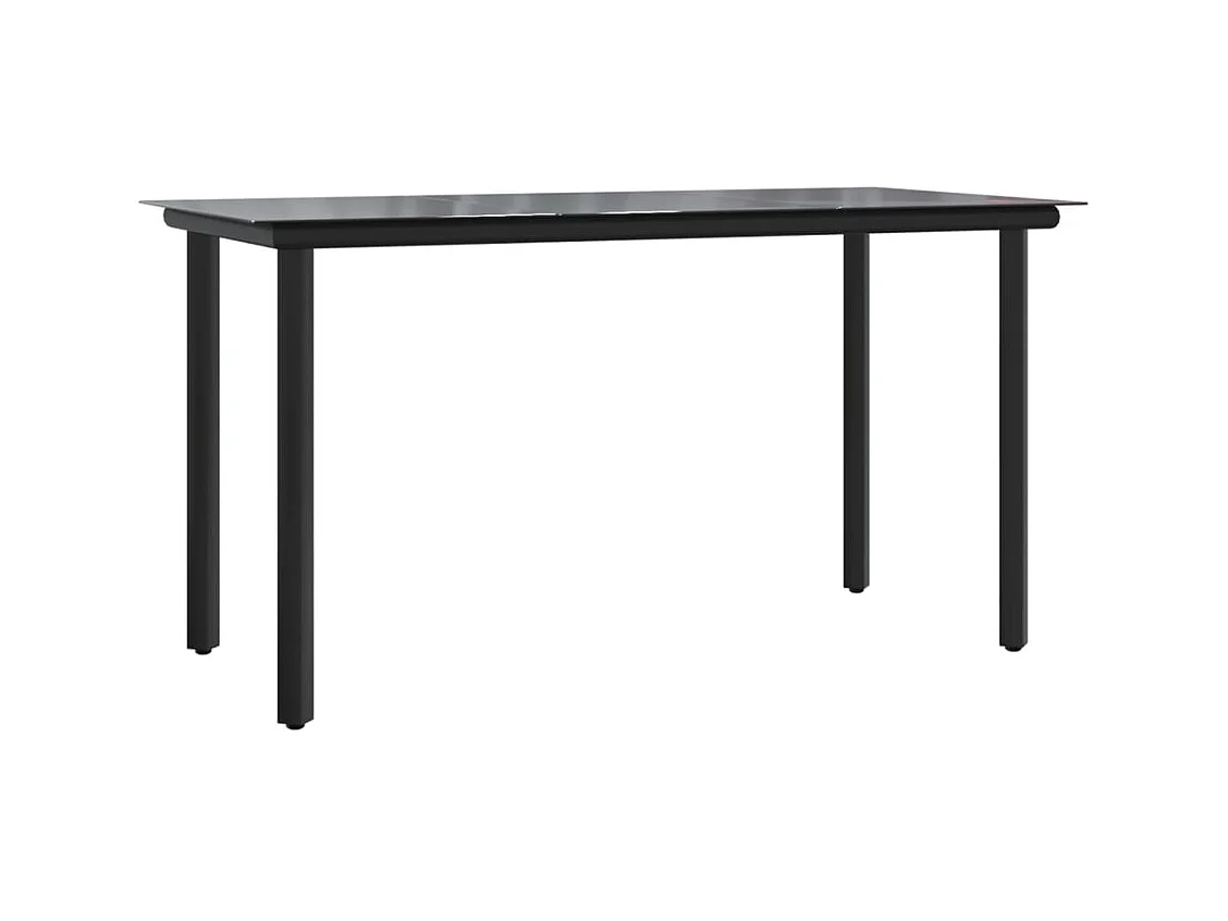 Conjunto de comedor de jardín de 7 piezas de mimbre de resina negra con cojines 02_0014467