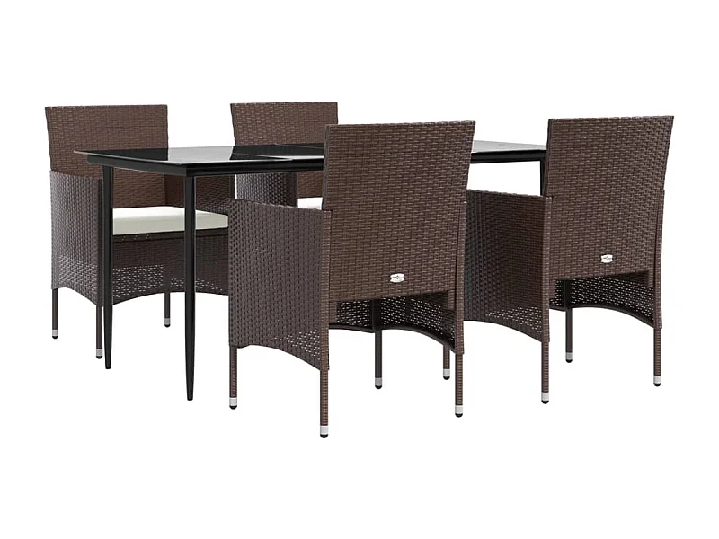 Cuscini per mobili da pranzo da giardino 5 pezzi marrone/nero 02_0014619