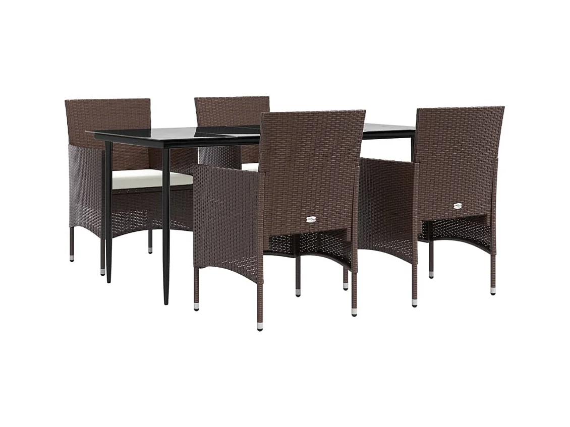 Cuscini per mobili da pranzo da giardino 5 pezzi marrone/nero 02_0014619