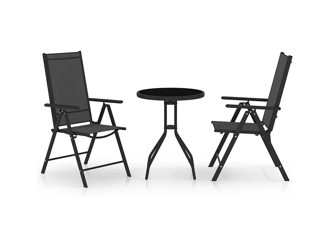 Mobile bistrot 3 pezzi alluminio e Textilene nero 02_0014534