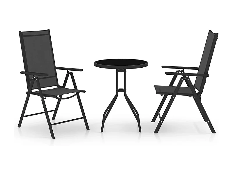 Mobile bistrot 3 pezzi alluminio e Textilene nero 02_0014534