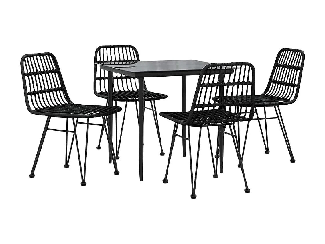 Mobilier à dîner de résine noire 80 x 80 x 74 cm 02_0014787