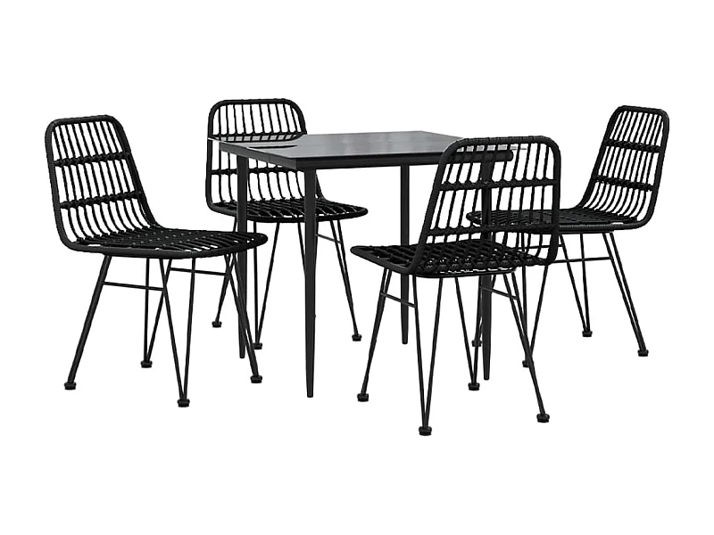 Mobilier à dîner de résine noire 80 x 80 x 74 cm 02_0014787