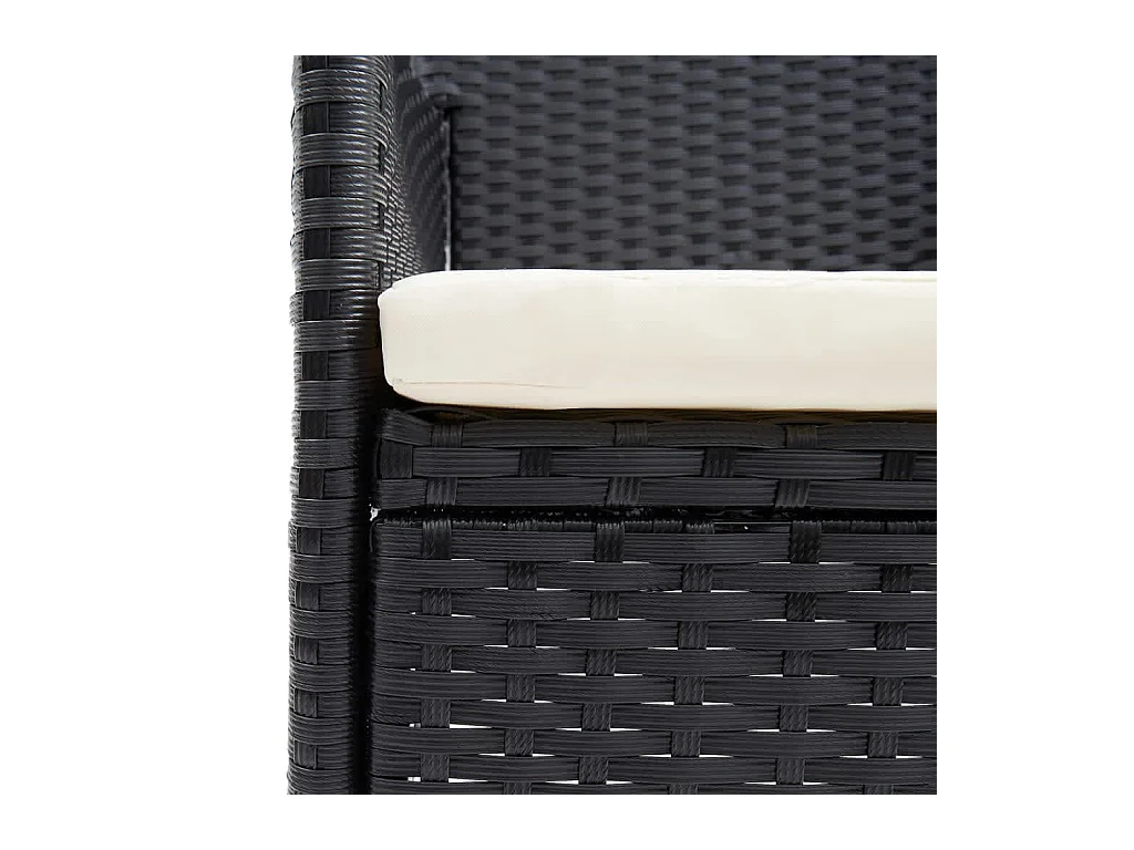 Mobili da pranzo e cuscini da giardino 5 pezzi in resina intrecciata nera 02_0014893