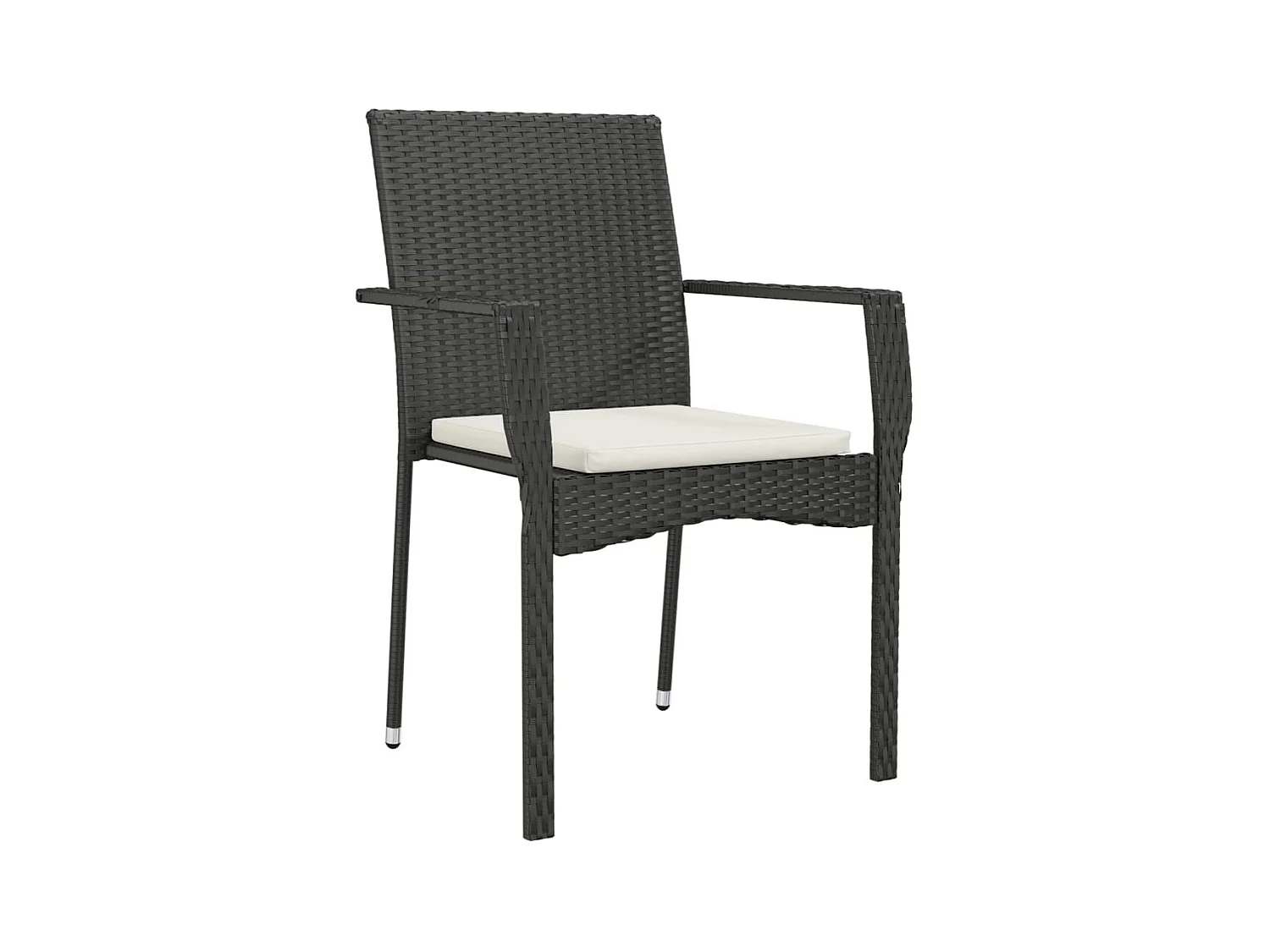 Mobili da pranzo e cuscini da giardino 5 pezzi in resina intrecciata nera 02_0014876