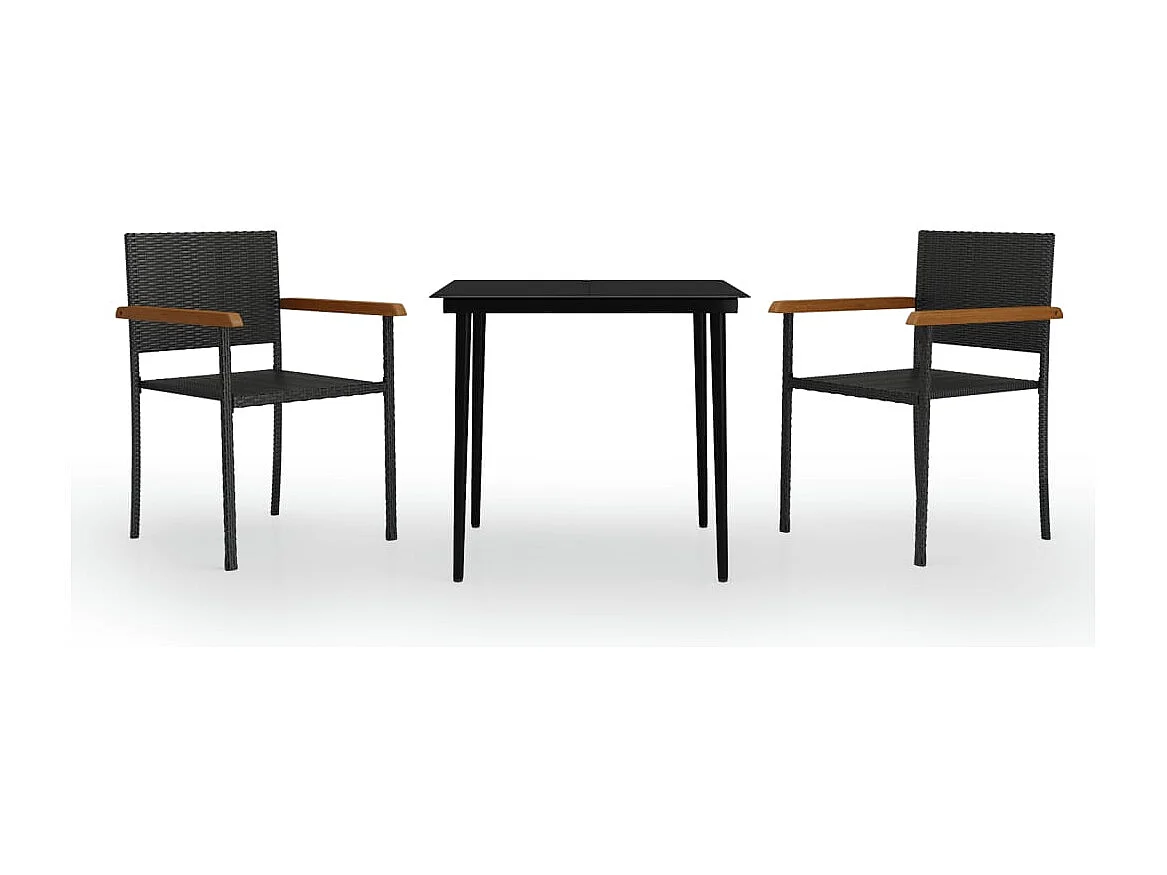 Conjunto de jantar de jardim com 3 peças preto 02_0013646