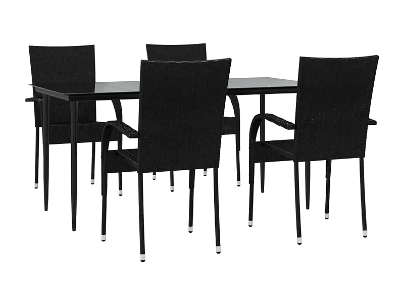 Mueble comedor de jardín 5 piezas mimbre resina negro 02_0014791
