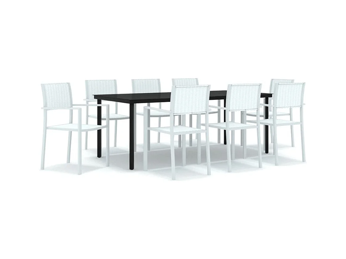 Conjunto de comedor de jardín de 9 piezas muebles de exterior blanco 02_0014077