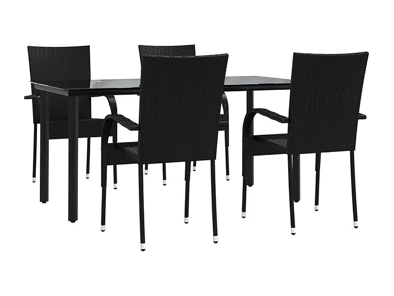 Muebles de comedor de jardín 5 piezas mimbre resina negro 02_0014788