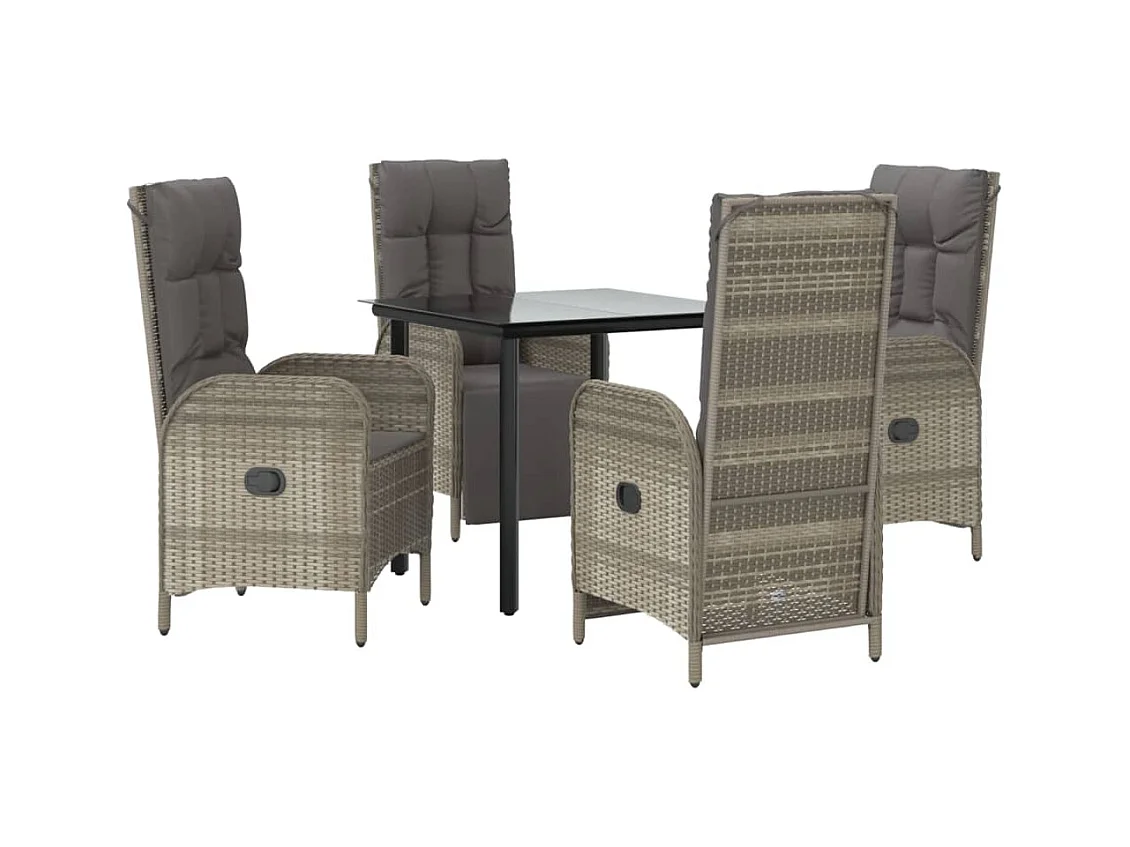 Muebles de comedor y cojines de jardín 5 piezas negro y gris 02_0014860