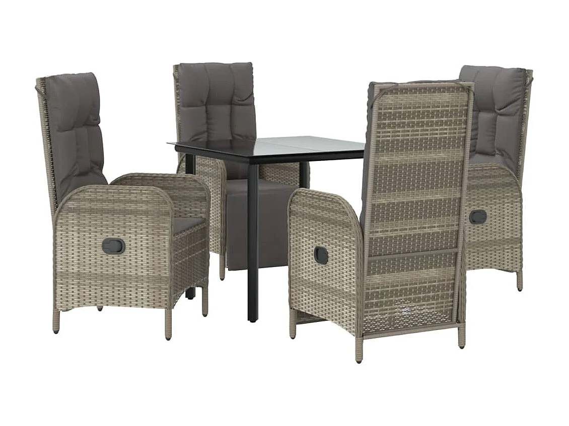 Muebles de comedor y cojines de jardín 5 piezas negro y gris 02_0014860