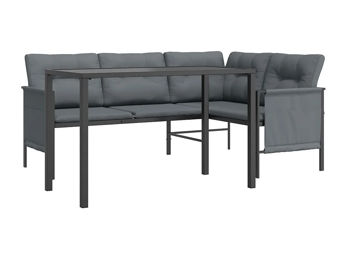 Conjunto de jantar de jardim de 2 peças móveis para área externa aço antracite 02_0013573