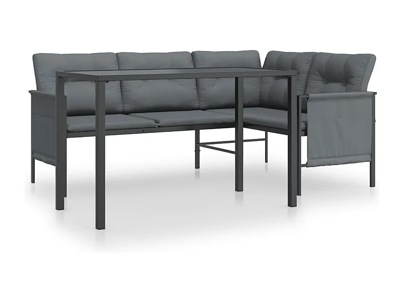 Conjunto de jantar de jardim de 2 peças móveis para área externa aço antracite 02_0013573