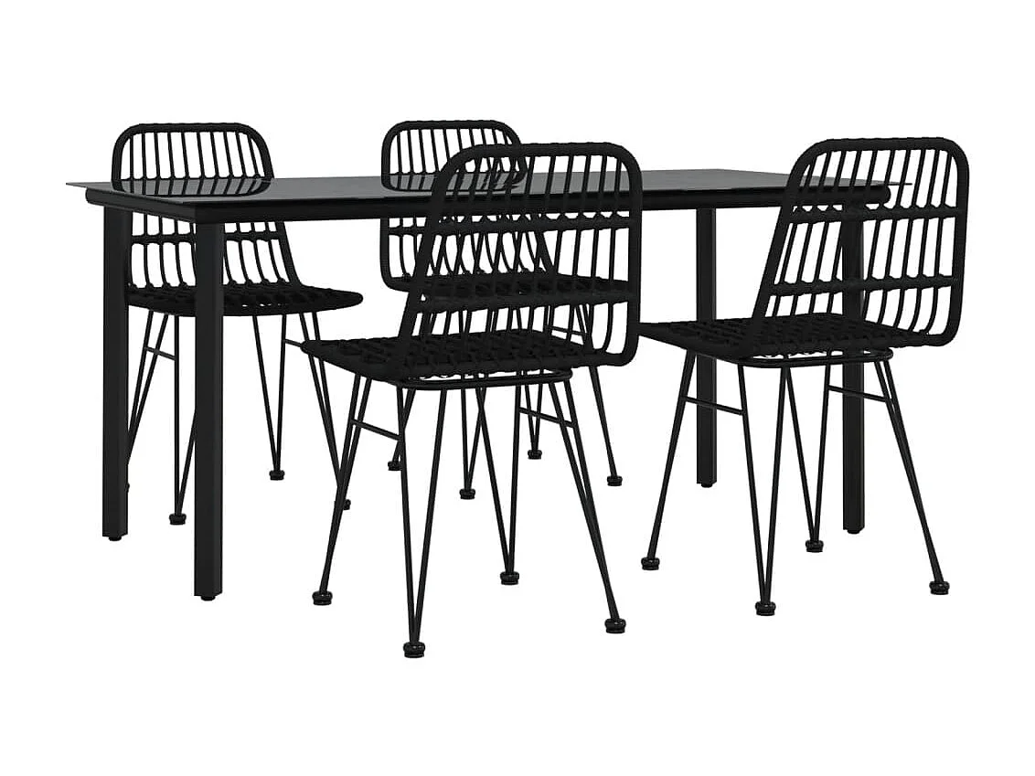 Mueble comedor de jardín 5 piezas mimbre resina negro 02_0014785