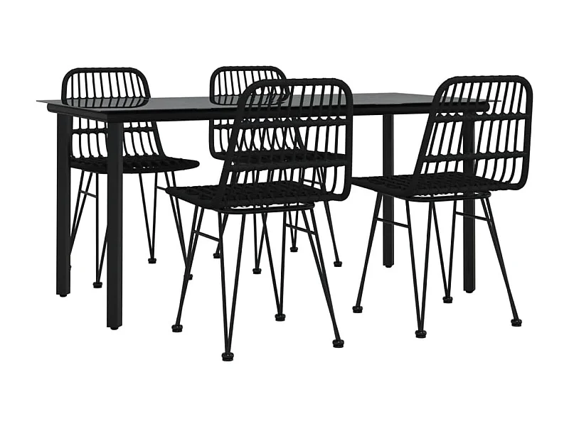 Mueble comedor de jardín 5 piezas mimbre resina negro 02_0014785