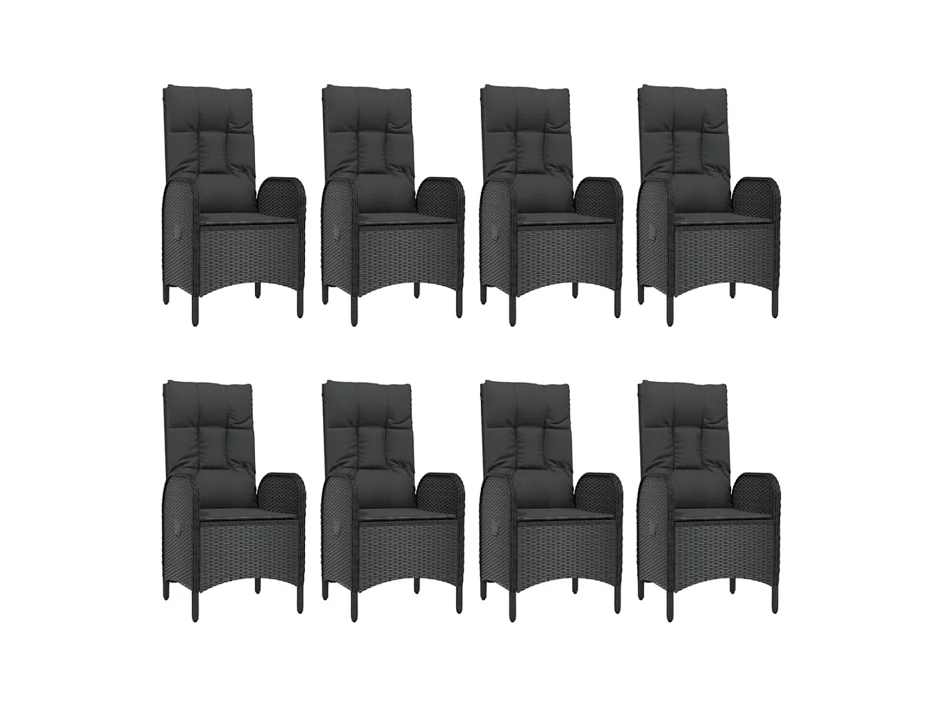 Conjunto de comedor de jardín de 9 piezas con cojines de mimbre de resina negra 02_0014836