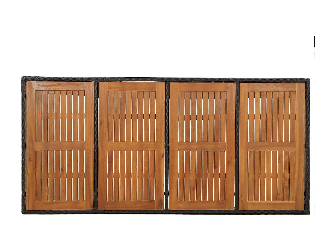 Conjunto de comedor de jardín de 9 piezas con cojines de mimbre de resina negra 02_0014836