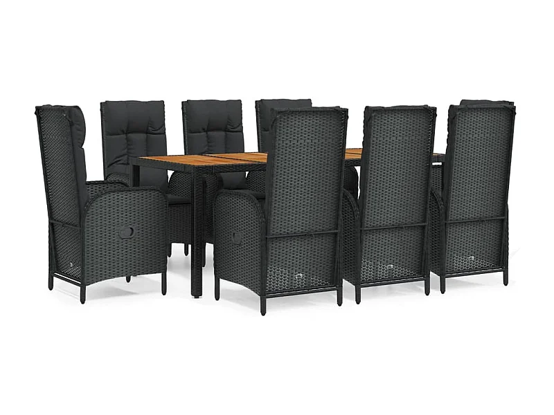 Mobilier à dîner de résine noire 190 x 90 x 75 cm 02_0014836