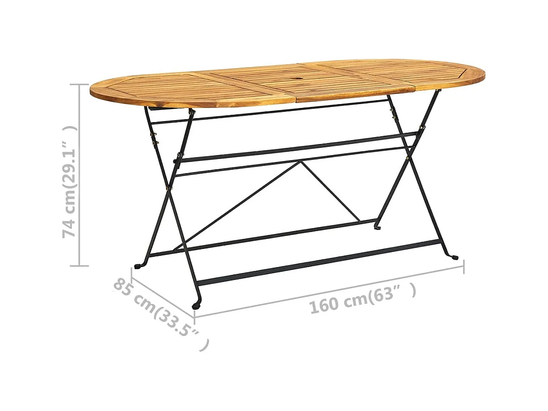 Mobilier à dîner d'extérieur bois marron 160 x 85 x 74 cm 02_0014719