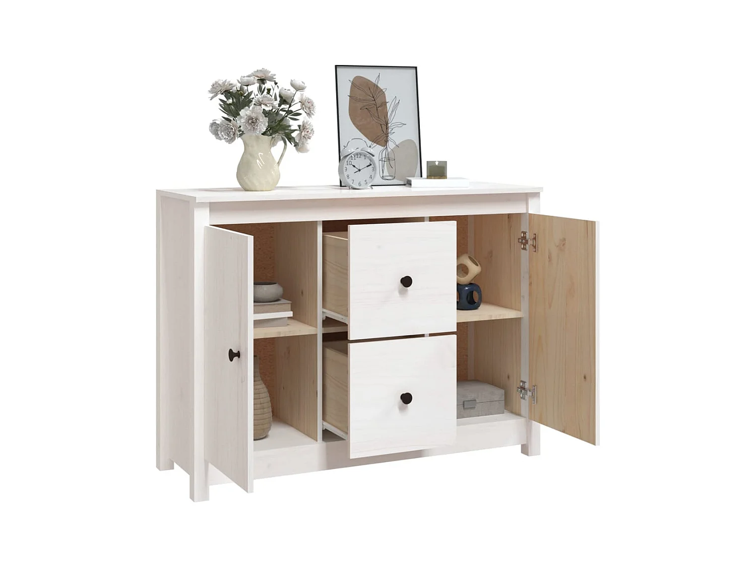 bahut commode armoire bois blanche 100 x 35 x 74 cm 02_0030156