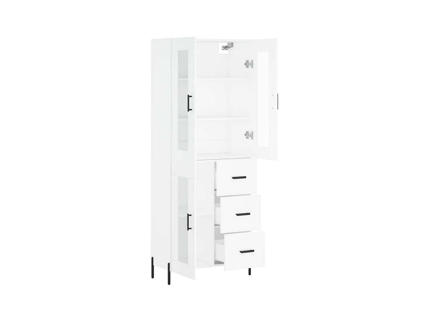 Credenza cassettiera cassettiera mobile contenitore organizer cucina soggiorno soggiorno alto 69,5 x 34 x 180 cm derivati ​​del legno bianco 02_0032639