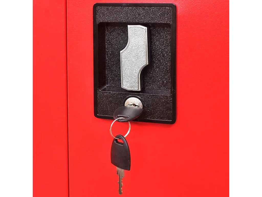 Mobiletto con cassettiera portautensili carrello officina 3 ripiani regolabili in acciaio 180 cm rosso e nero 02_0003797