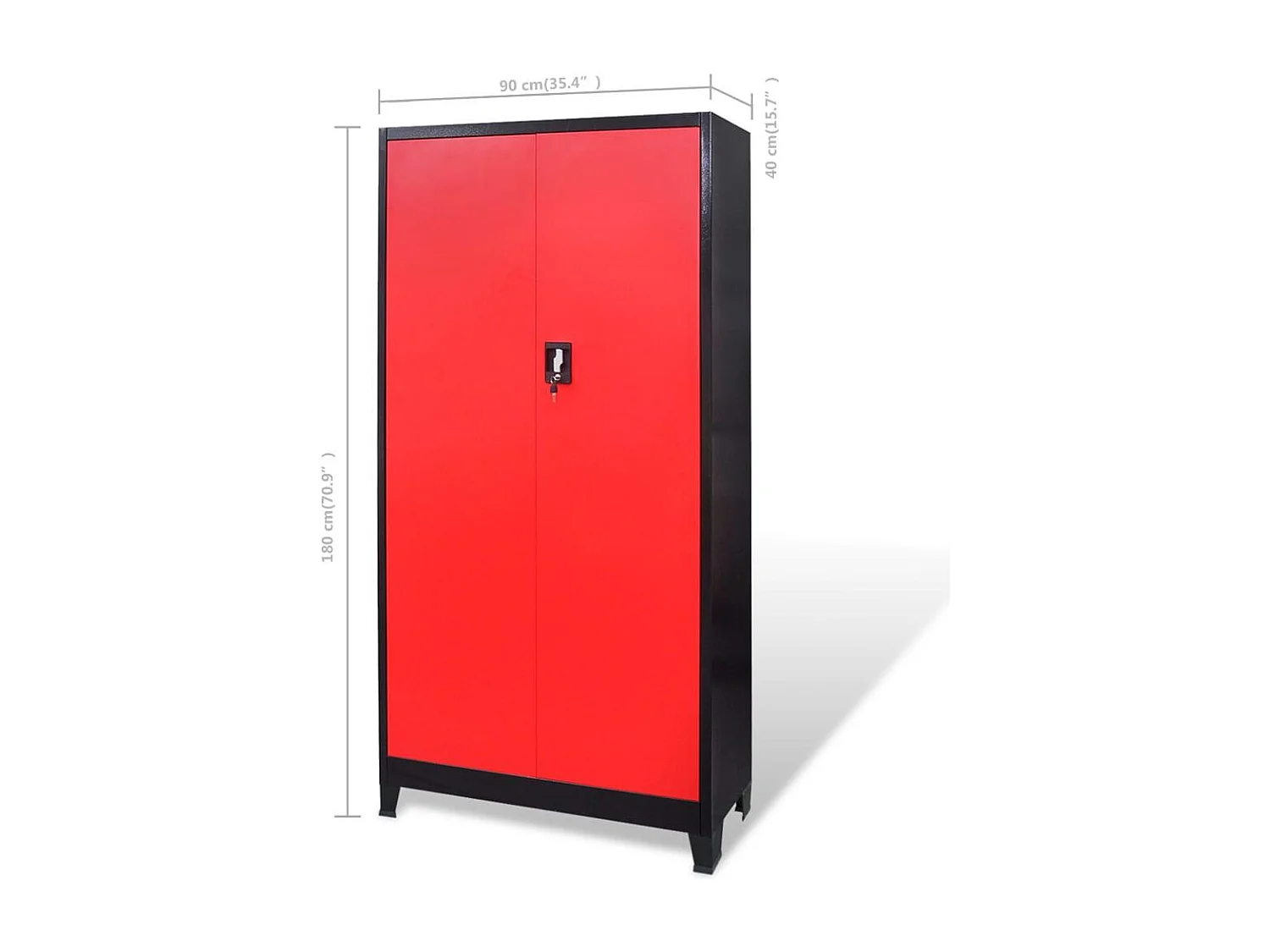 Mobiletto con cassettiera portautensili carrello officina 3 ripiani regolabili in acciaio 180 cm rosso e nero 02_0003797