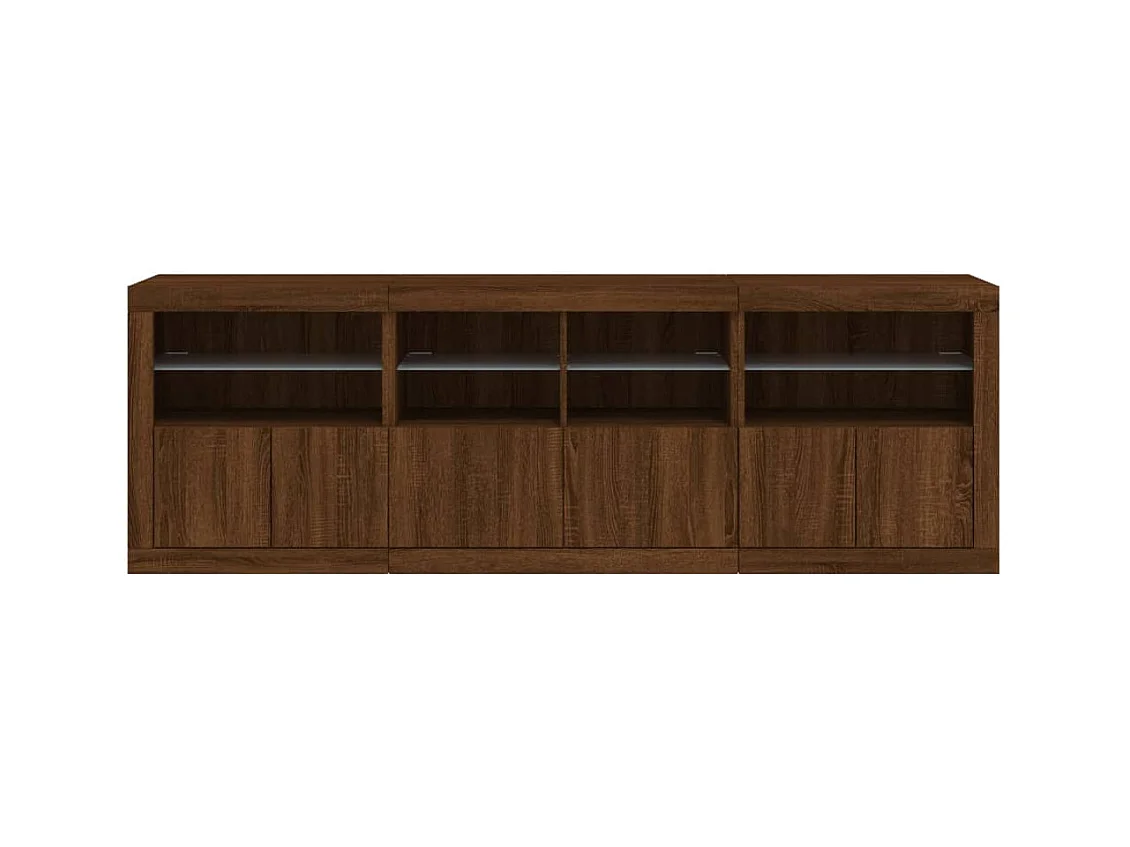 Aparador cómoda cómoda armario mueble organizador cocina salón salón con luces LED 202 x 37 x 67 cm marrón 02_0029915