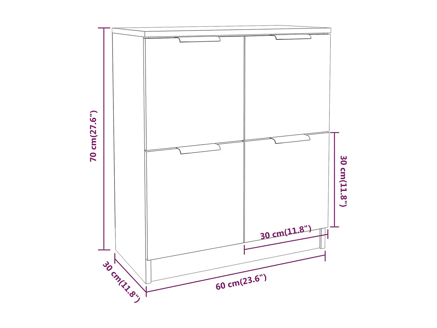 Credenza buffet cassettiera mobile contenitore organizer cucina soggiorno soggiorno 60 x 30 x 70 cm derivati ​​del legno grigio 02_0031954